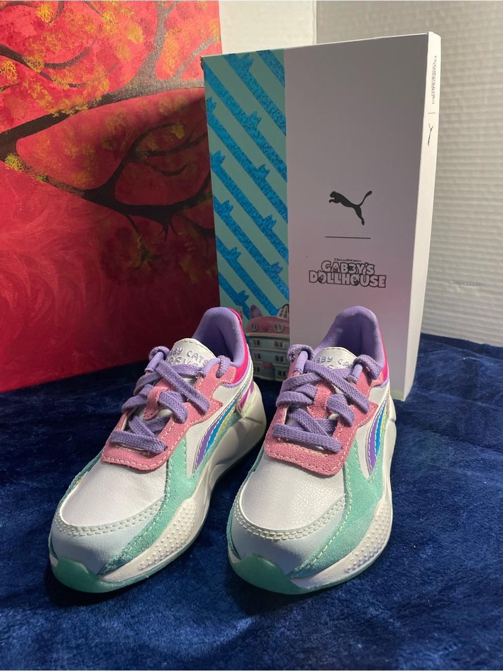 Puma Kids Pastel Pink Purple Mint Sneakers, kids/ Enfants size 12C.